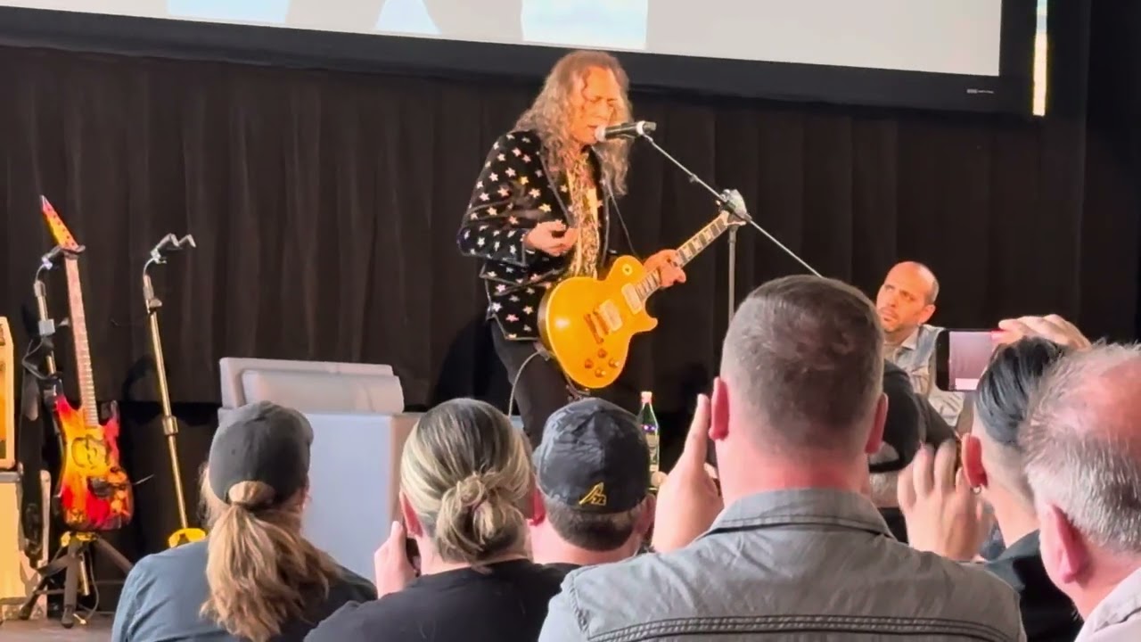 Kirk Hammett of Metallica plays his classic Greeny Les Paul guitar that once belonged to Peter Green