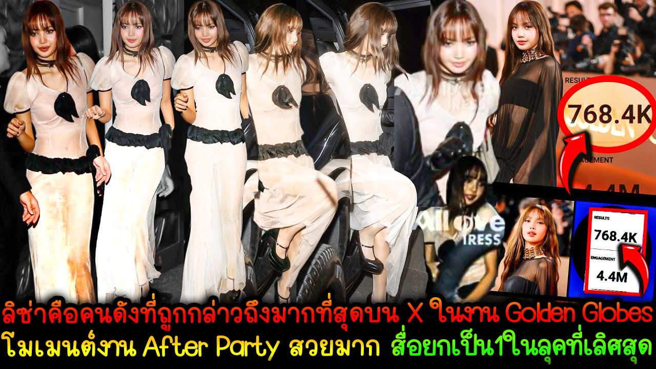 ลิซ่าคนดังที่ถูกกล่าวถึงมากที่สุดบนXในงานGoldenGlobesยอด768,000ครั้ง - โมเมนต์งานAfter Partyสวยมากก
