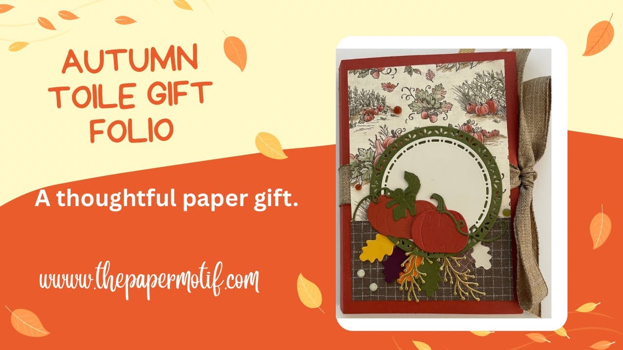 Autumn Toile Gift Folio | Pockets, Notepad & Ribbon Closure