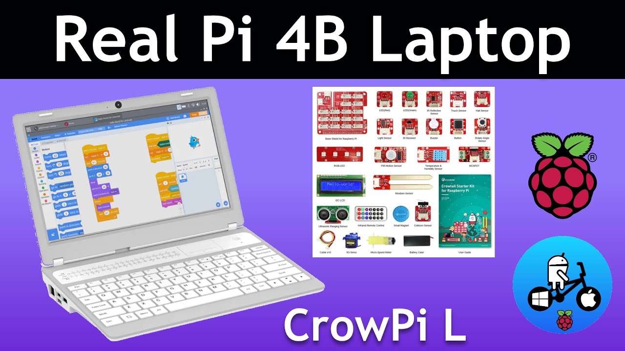 Ноутбук Pi 4B. CrowPi L. Настоящий ноутбук Raspberry Pi от Elecrow.