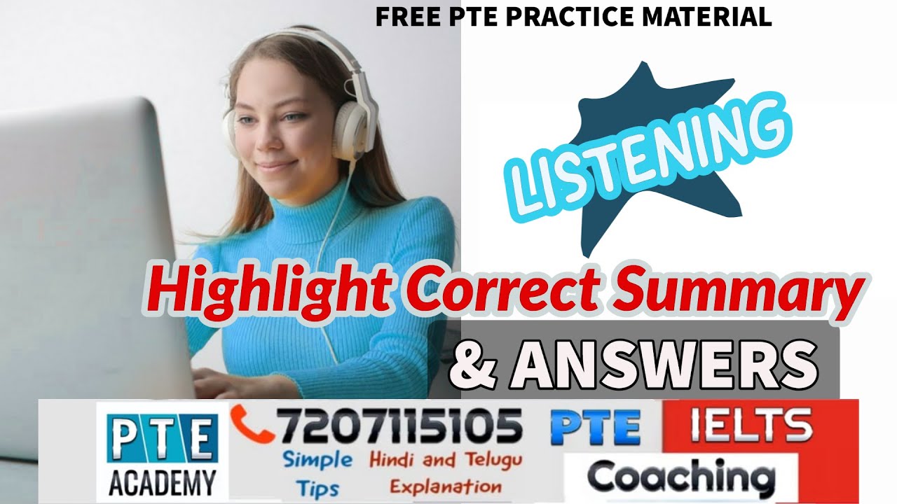 pte Listening Highlight Correct Summary Practice Questions Video PTE Academy