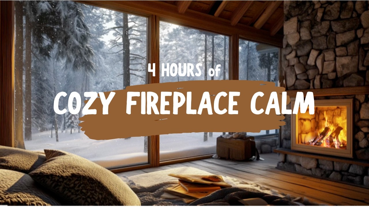 4 Hours of Soft Piano for Relaxation, Focus & Work | Fireplace & Snowfall Ambience