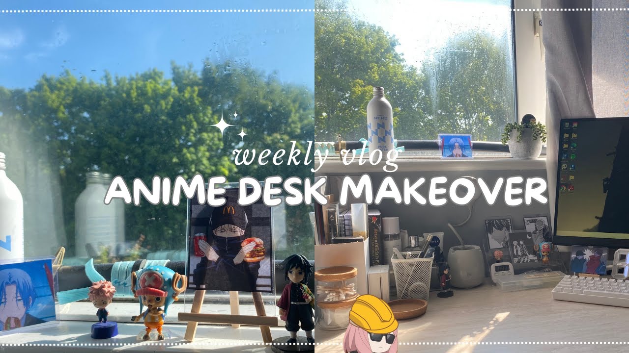 weekly vlog 💫 ANIME desk makeover, aesthetic desk setup, anime room decor