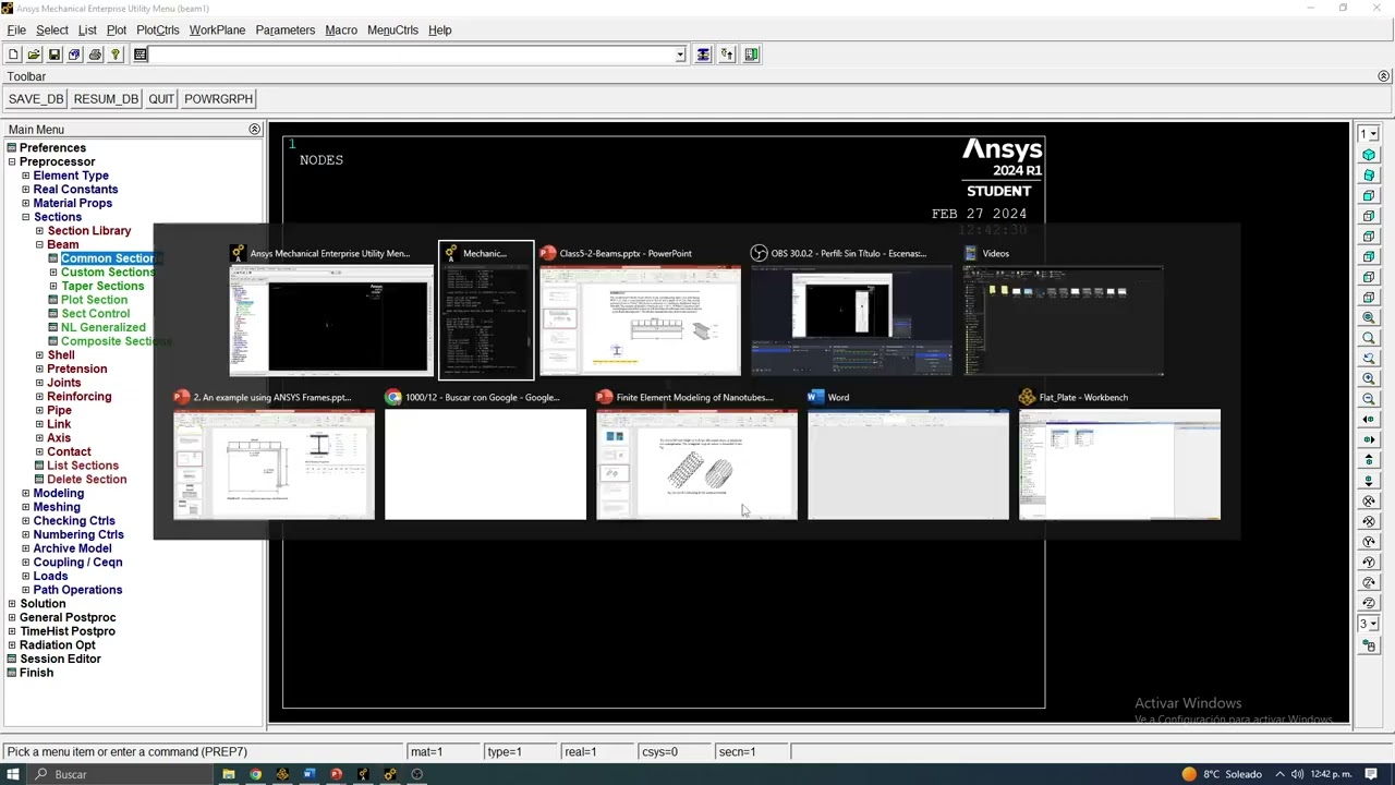 Analisis de viga ANSYS APDL