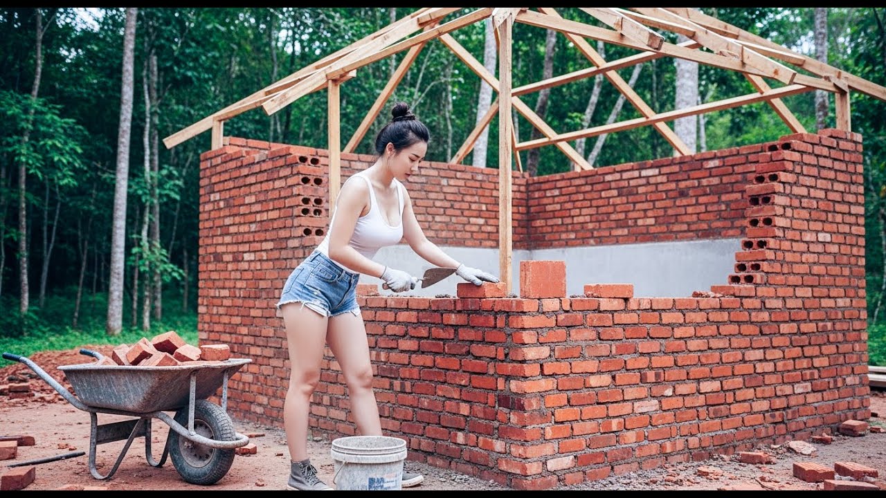 Unseen Before! 17-Year-Old Girl Alone Builds a Stunning Bathhouse in Jungle