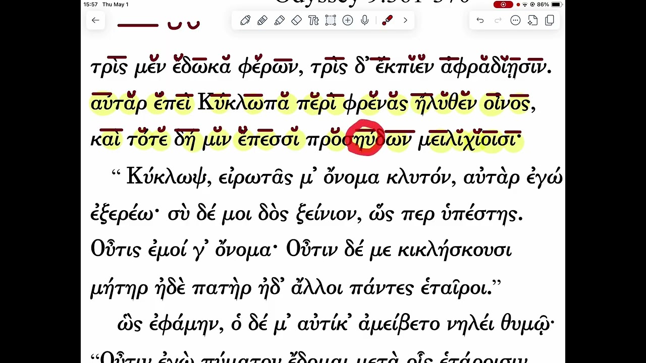 Scansion of Odyssey 9.361-370