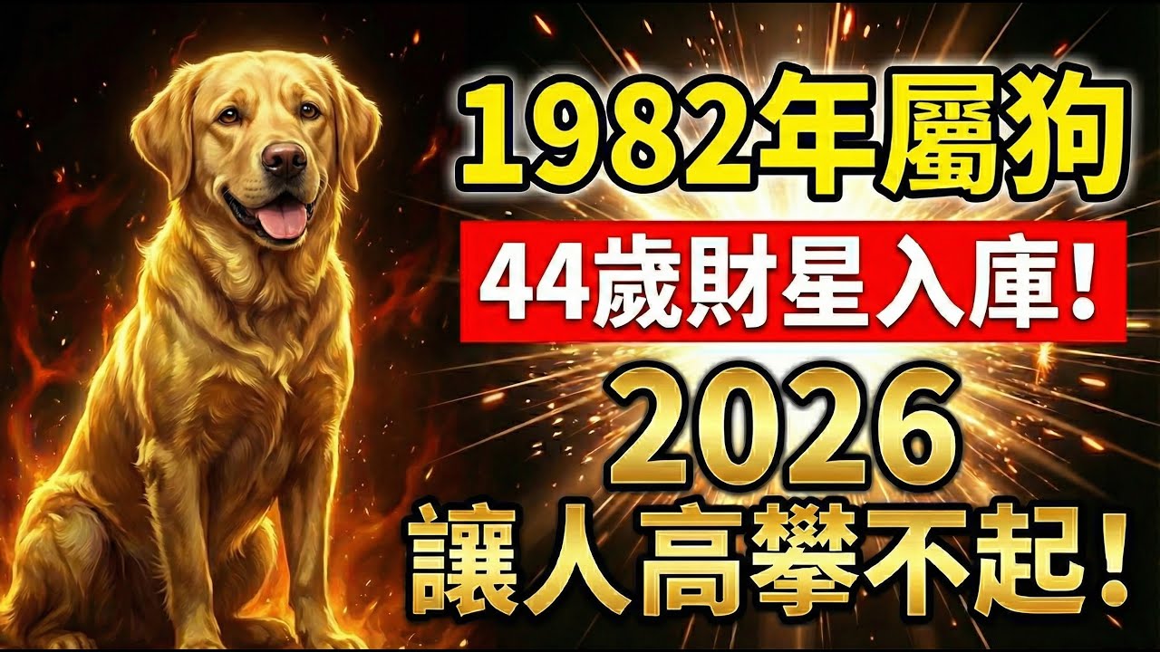1982年屬狗人，水狗之命！2026年44歲後「財星」入庫，以前看不起你的人，以後高攀不起！#1982年屬狗 #屬狗運勢 #2026年運勢 #財運 #屬狗運勢 #生肖狗運勢 #偏財運 #屬狗 #生肖狗