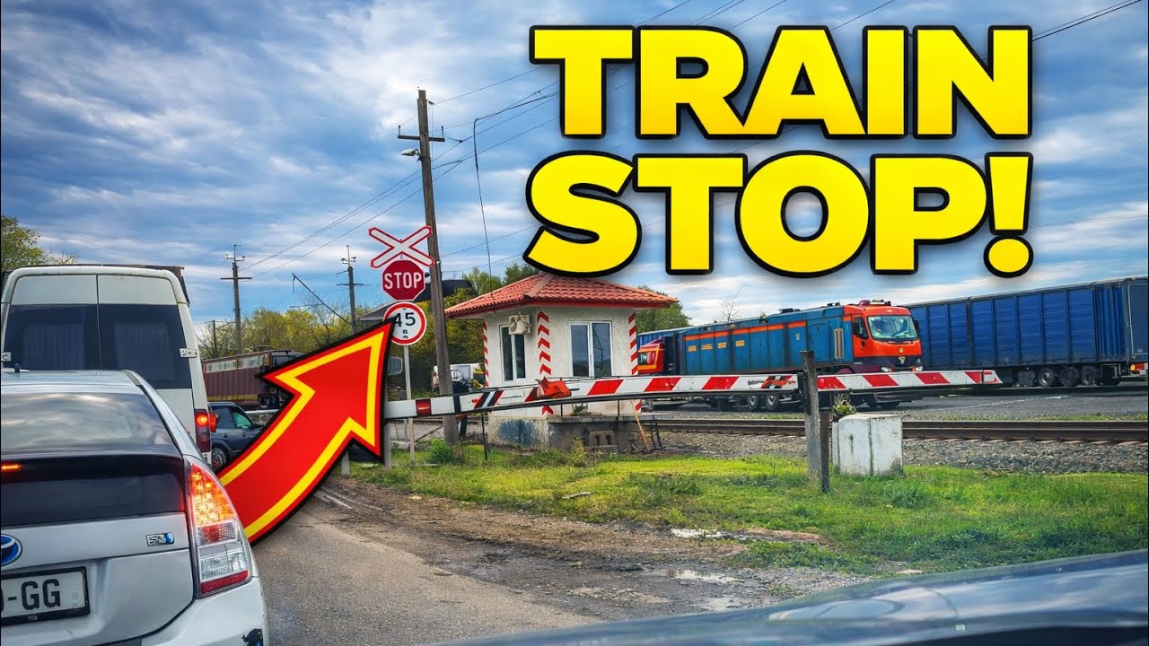 Train Passing on the Batumi Road | Samtredia Railway Crossing in Georgia