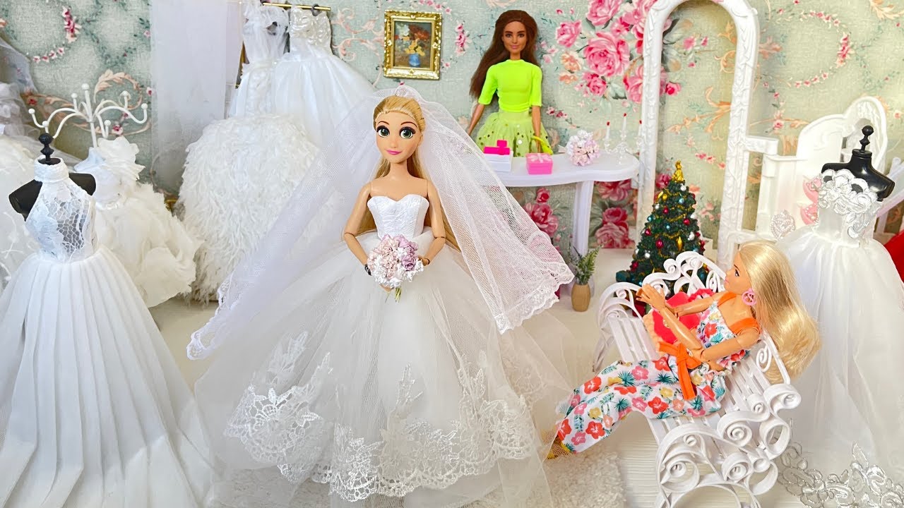 BARBIE WEDDING DRESS SHOP FOR BARBIE RAPUNZEL DOLL WEDDING 👗