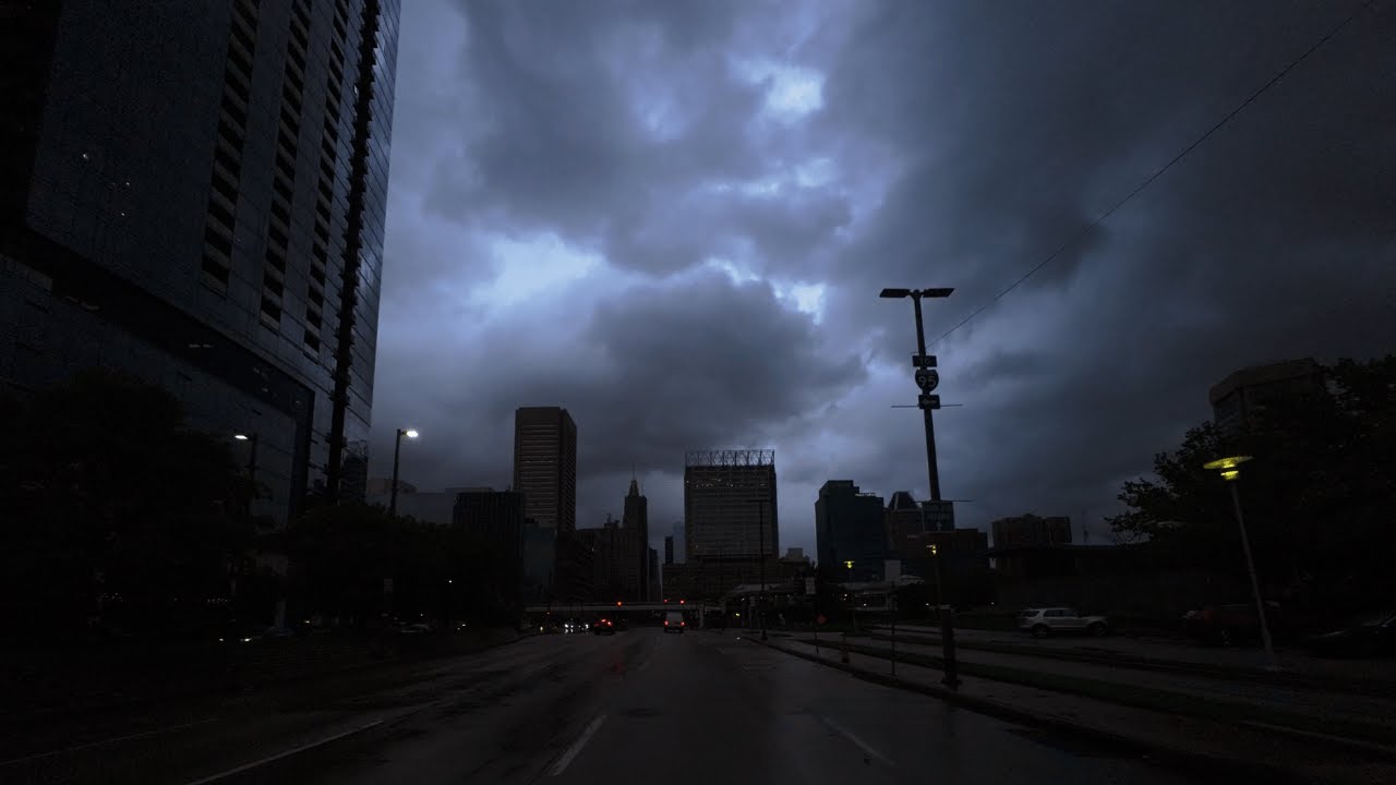 Driving Downtown Baltimore’s Iconic Sights Amidst Tropical Depression Debby | City Driving Tour