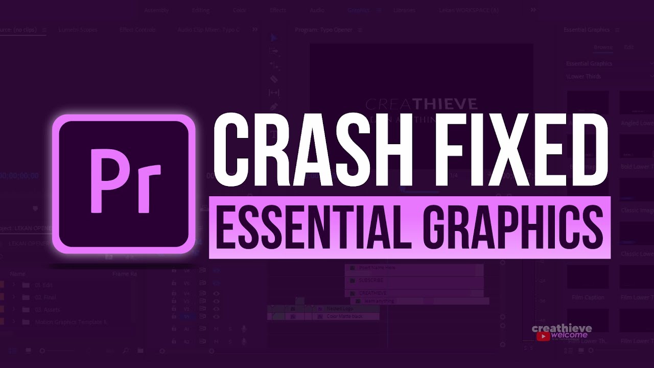 How to fix essential graphics crash in Adobe premiere Pro