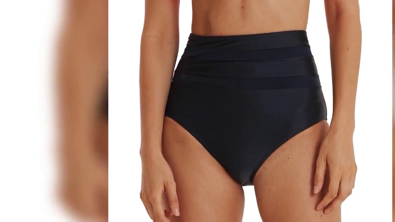 High Waist Swim Trunks Women Lined Swimsuit Beach Bikini Bottom