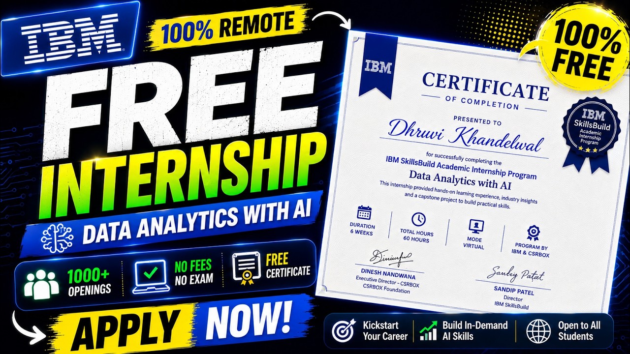 IBM FREE Internship 2026 🤯 | 1000+ Openings | 100% Remote + Certificate | Apply Now