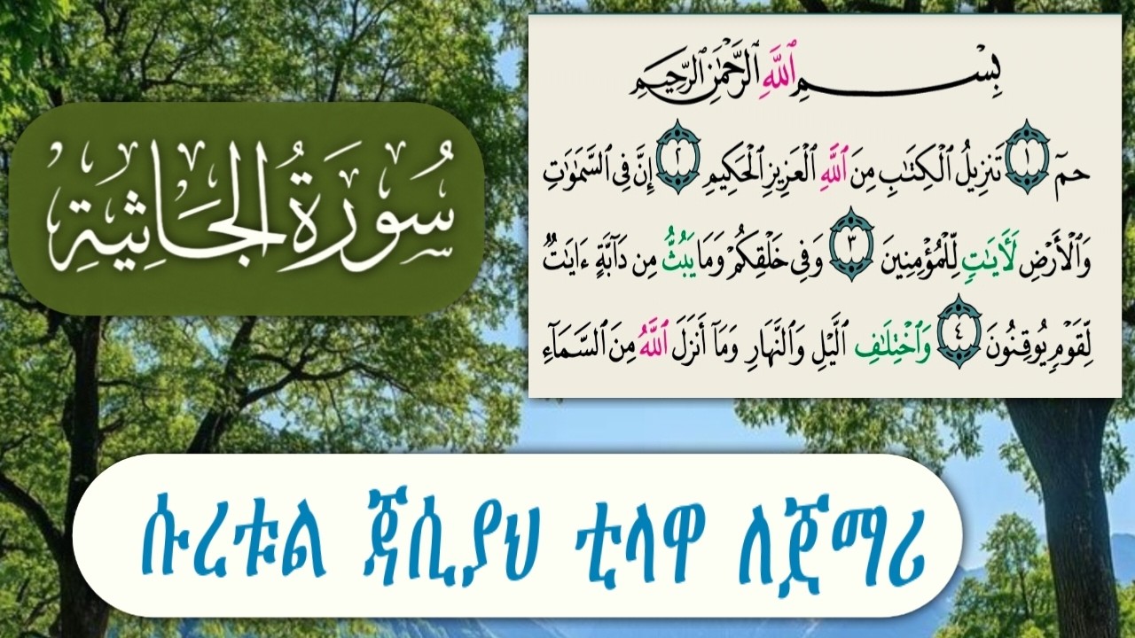 Surah Al-Jathiyah | ሱረቱል ጃሲያህ | Surah Jasiyat - (ለጀማሪዎች/For Beginners) - ልብን የሚያረጋጋ ቲላዋ