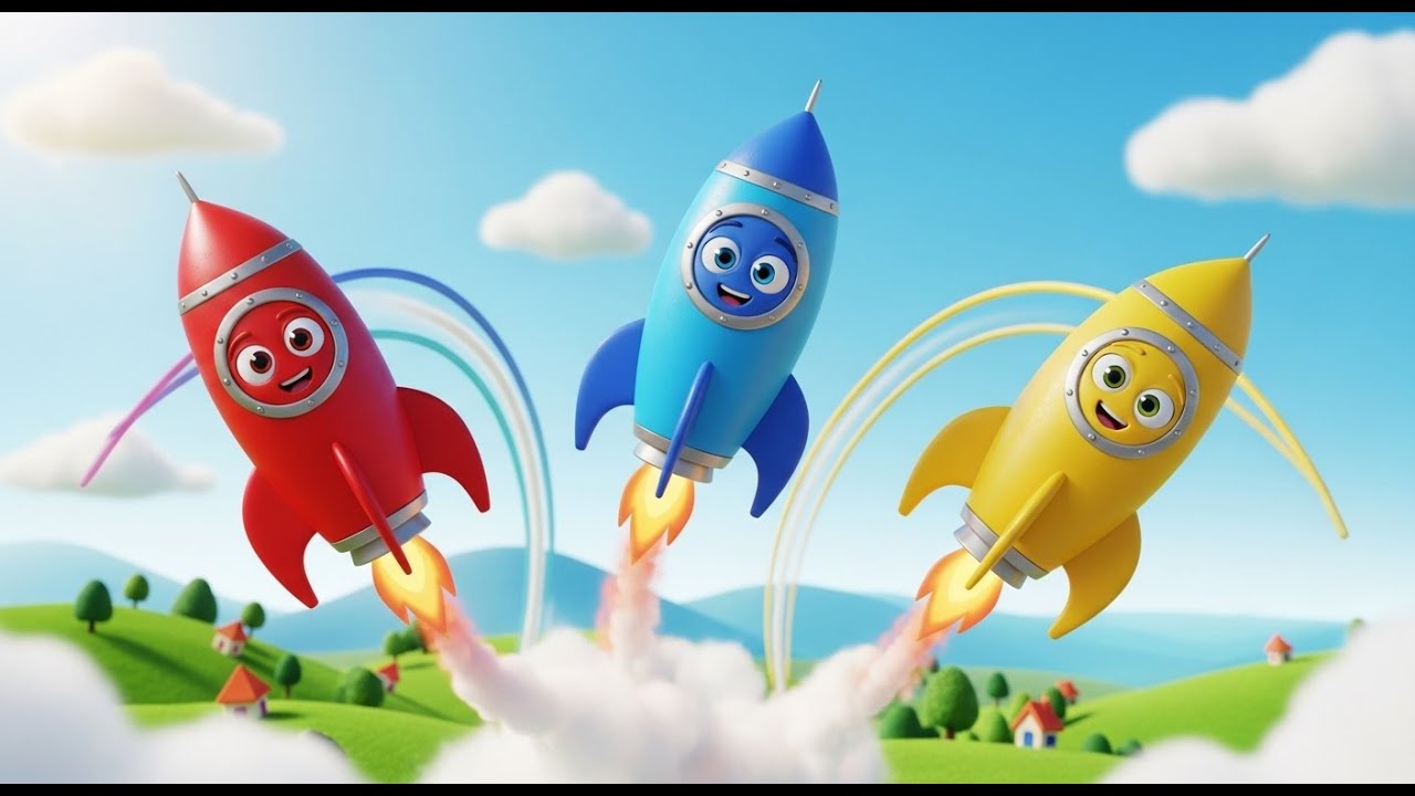 Three Little Toy Rockets Zoom Zoom Zoom | Counting & Space Song for Kids