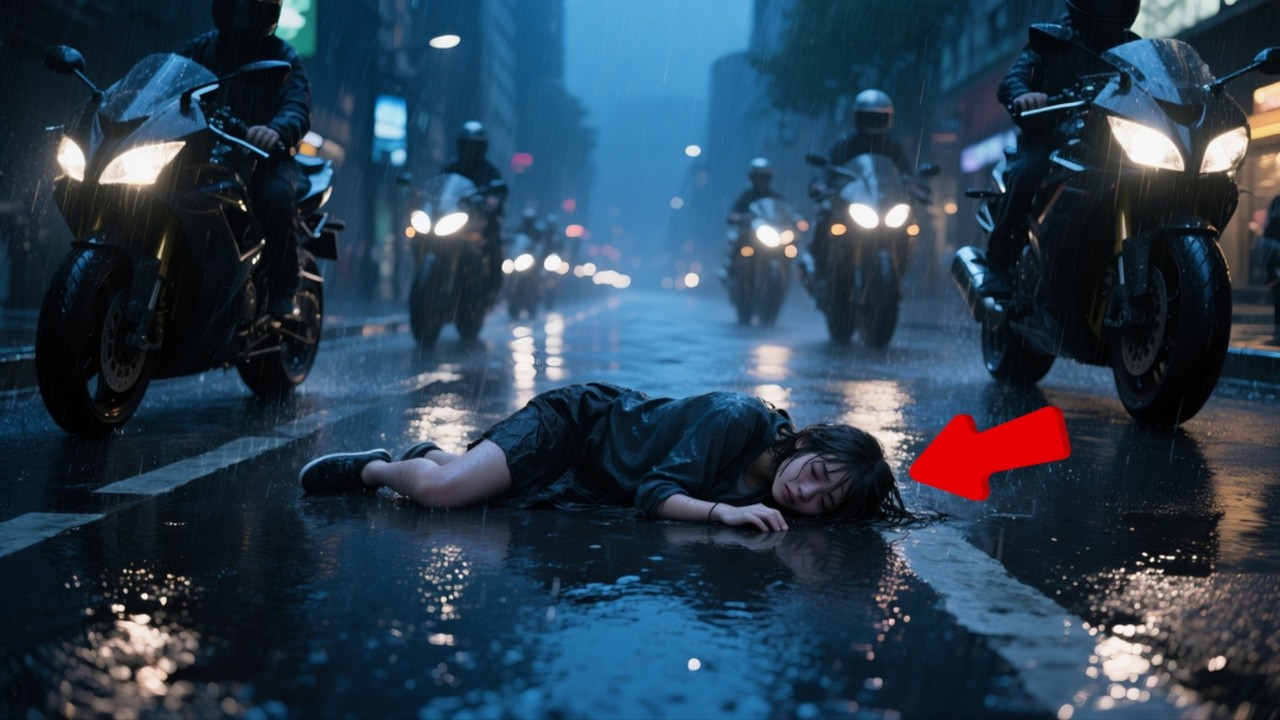 Teenage Girl Collapsed in the Pouring Rain—Seconds Later, Dozens of Motorcycles Formed a Silent Wall