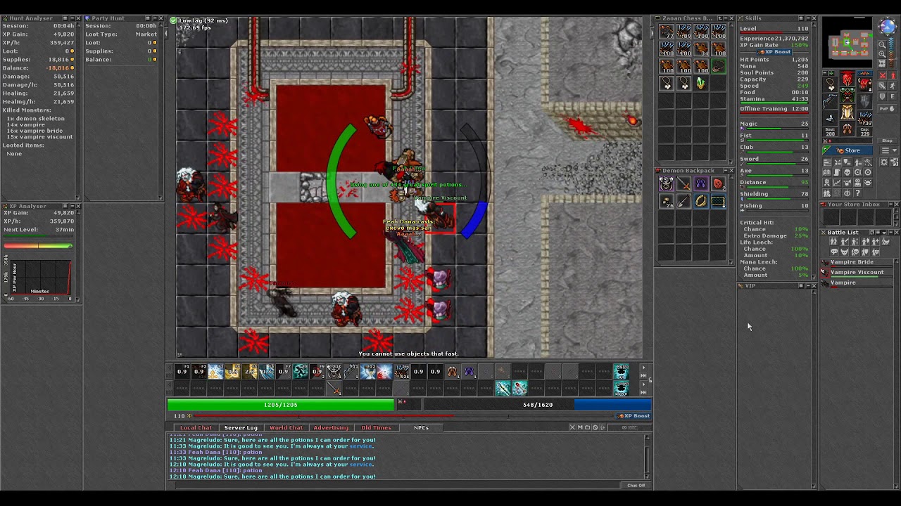 TIBIA - Paladin lvl 100+ [850k+ exp/hr] - Edron Vamp Bride/Viscount Cave