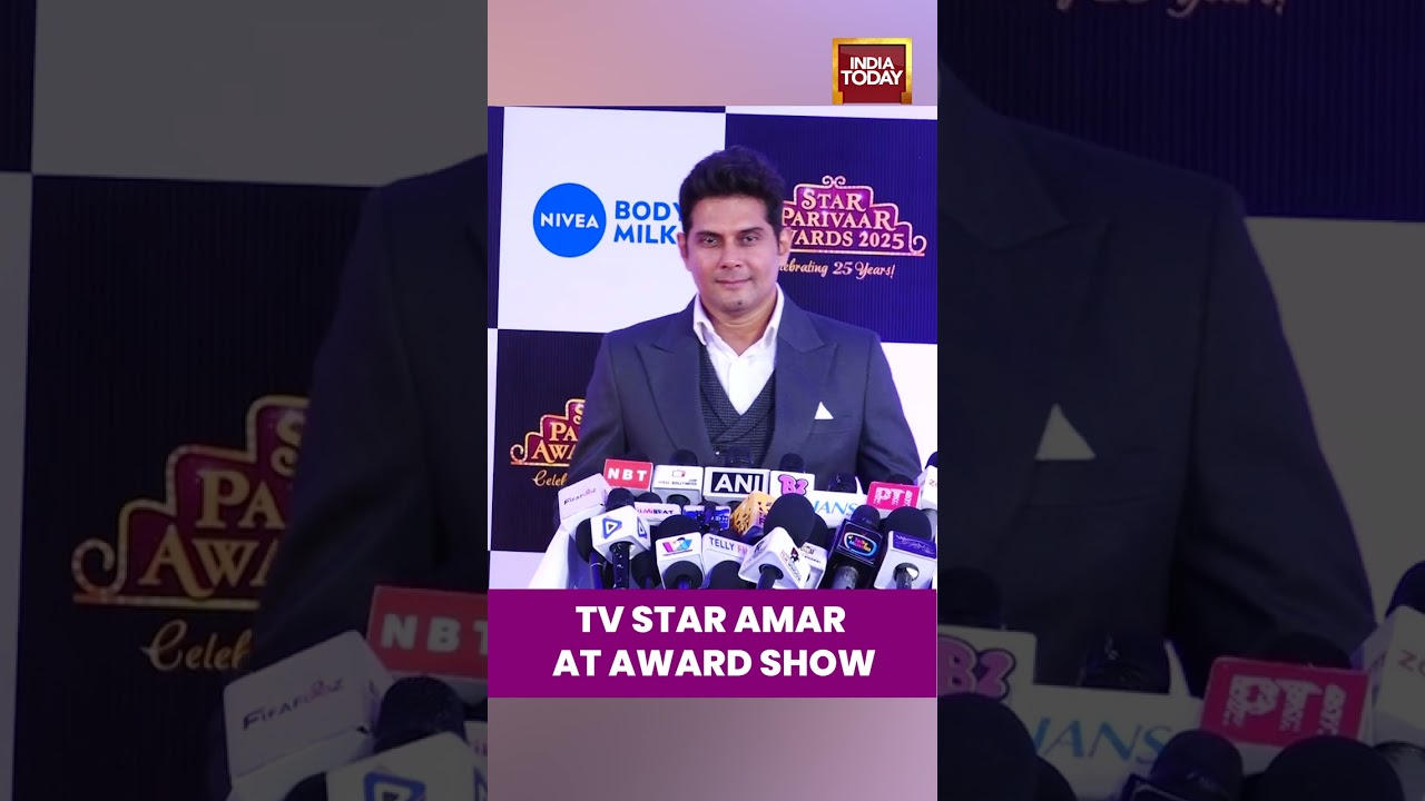 #tvstar Amar Upadhyay Stuns at #starparivaarawards 2025 #redcarpetlook #awardshow #tvcelebrity