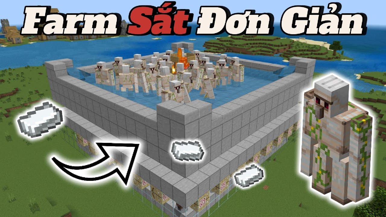 Hướng Dẫn Xây Máy Farm Sắt Siêu Đơn Giản Minecraft Bedrock 1.21