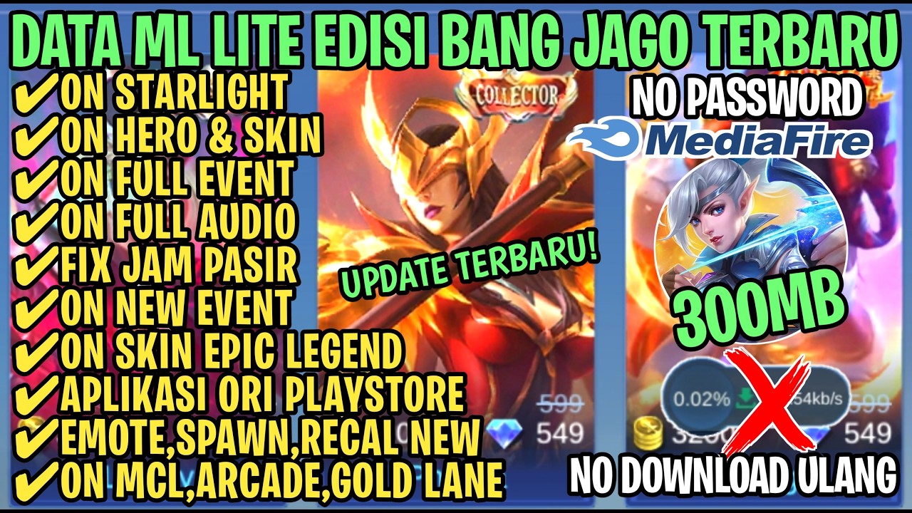 Data ML Lite Full Event 300Mb Patch Revamp Eudora | ML Lite | Cara Mengatasi Lag & Patah Patah