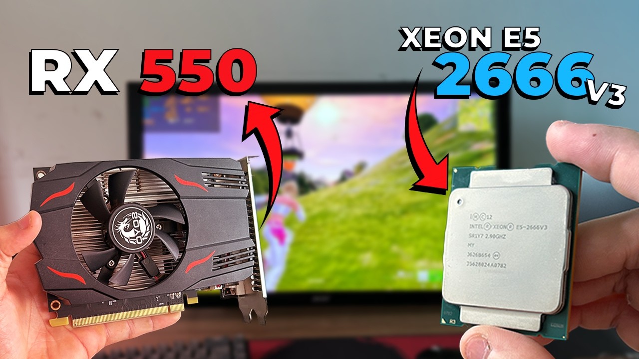RX 550 + Xeon E5 2666 v3 rodando Fortnite em 2026