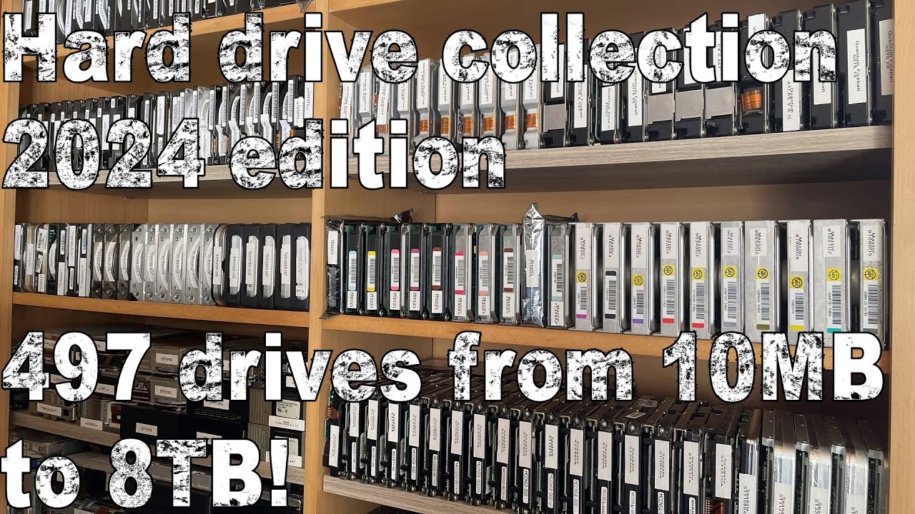 Hard drive collection 2024 - Spin up/down of 497 hard drives from 10MB to 8TB, 1984 to 2023!