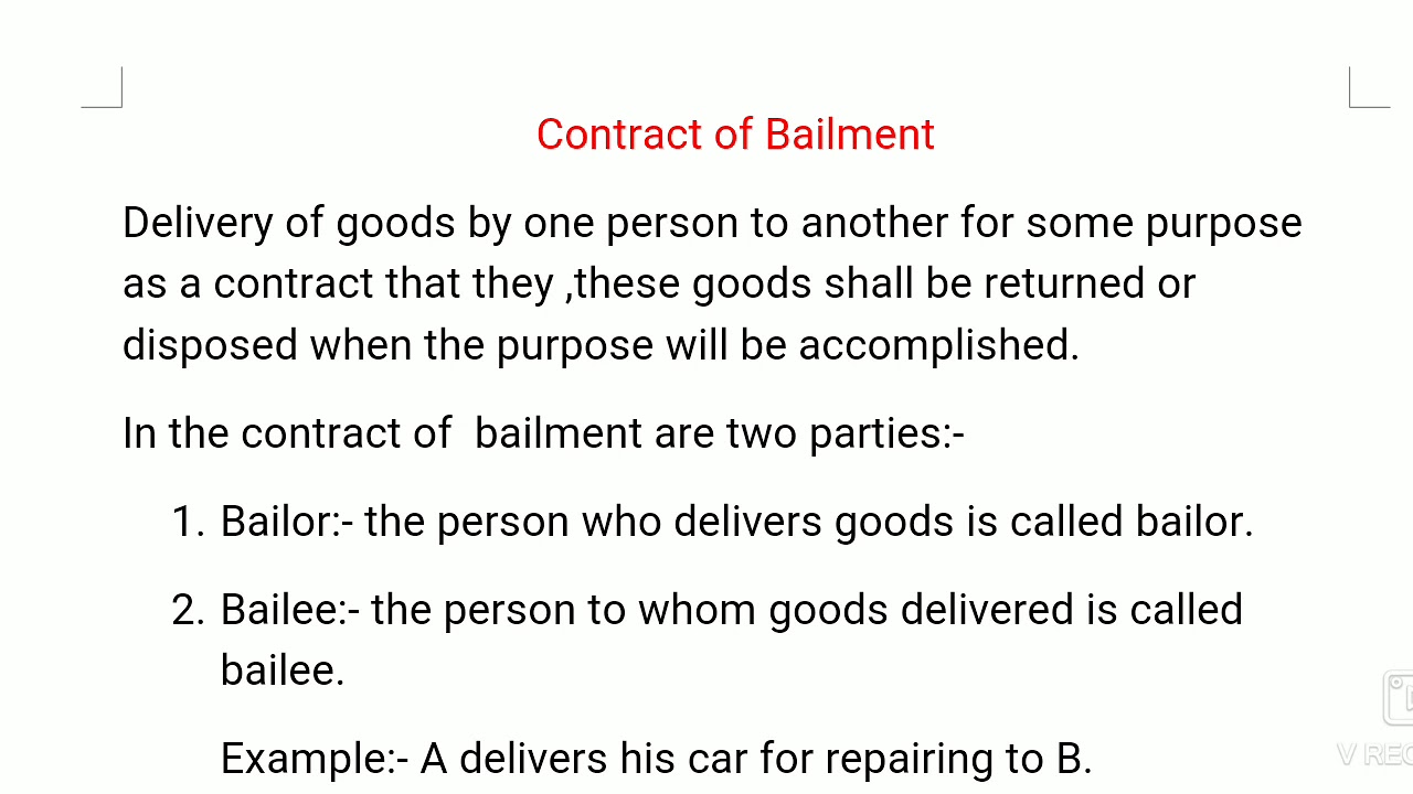 bailment essential duties and liabilities of bailee and bailor rights of bailee