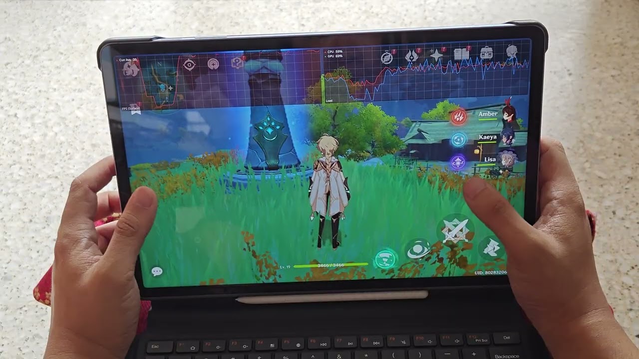 Samsung Galaxy Tab S10 FE+ Genshin Impact gameplay