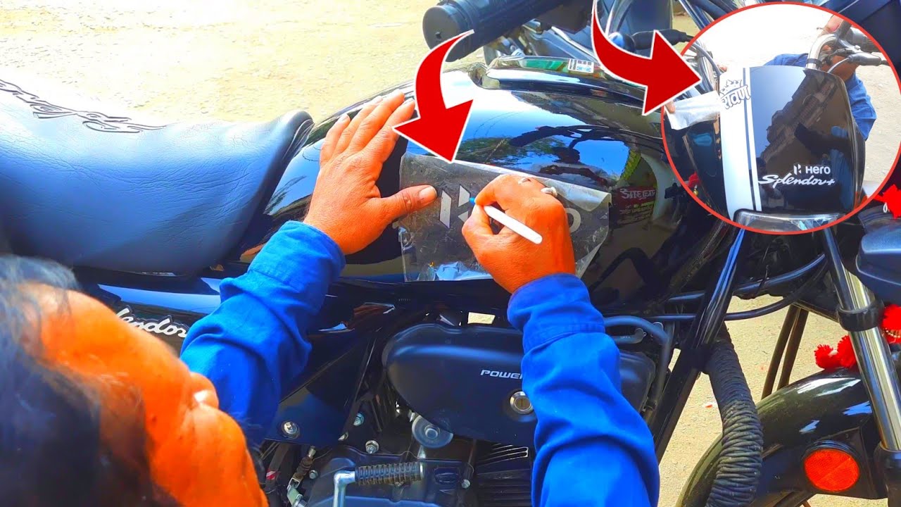 Hero Splendor plus Bike Visor Modification 😱 Splendor Bike Me Ravan King sticker Lagane ka work