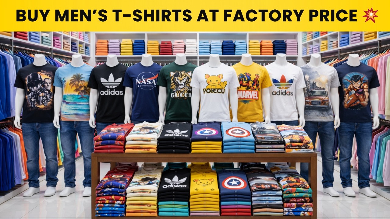 Buy Men’s T-Shirts at Factory Price 💥 | Branded T-Shirt Wholesale Market Delhi | Original Surplus