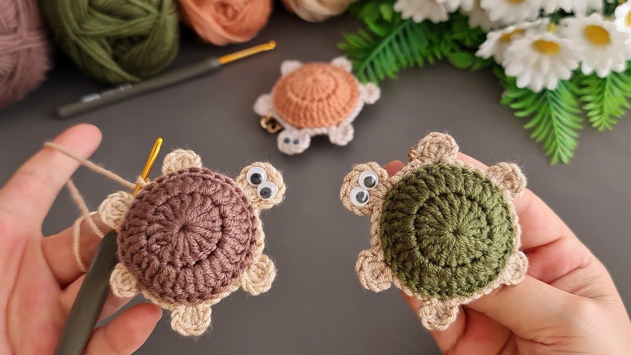 Crochet turtle making for beginners.I made a great number of them and sold them all.Crochet keychain