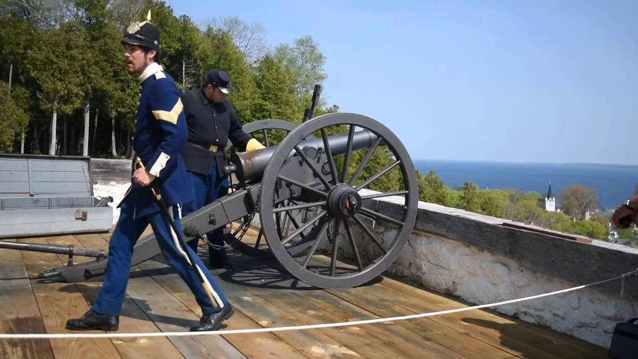 Watch a rifle and canon demonstration at Fort Mackinac