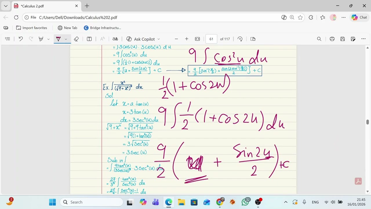 Calculus 2 - trigonometric substitutions, improper integrals, Limits