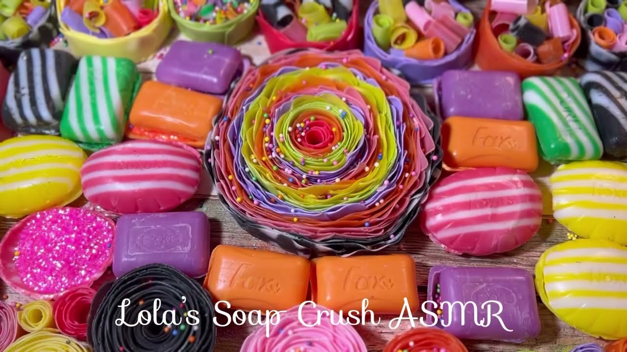 ASMR soap crushing! Beautiful colors! Lots of soap boxes with glitter, crispy roses and spirals 💗❤️