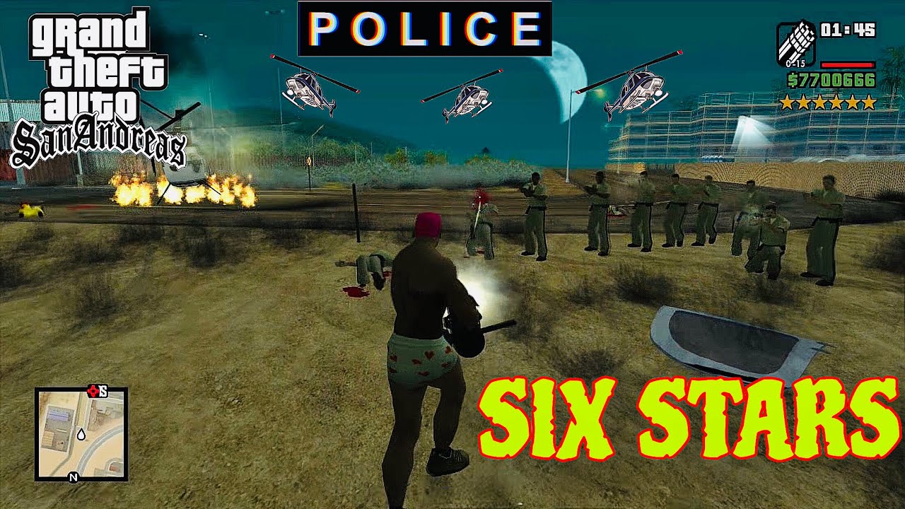 GTA SANANDRES POLICE STARS ⭐️⭐️⭐️⭐️⭐️⭐️ | FUNNY GAMES PLAY 🔥#gtasanandreas #usa 