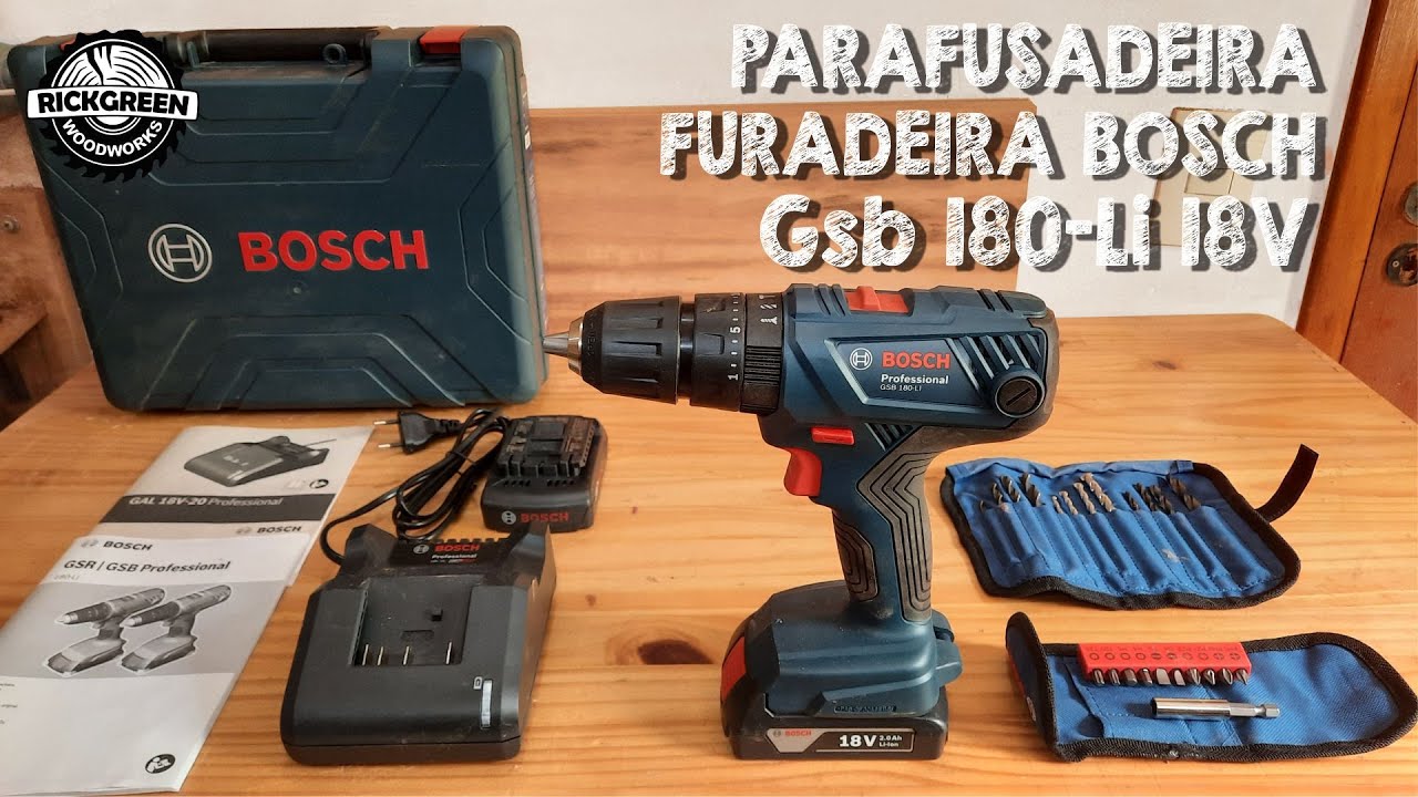 Parafusadeira e Furadeira de Impacto Bosch Gsb 180-Li 18V Com 2 Baterias 1 Carregador