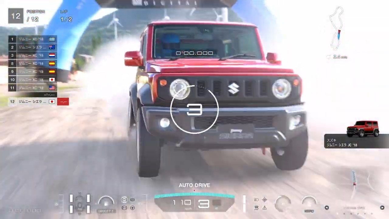 PS4 GT7 2/27ウィークリーチャレンジ「ジムニー・カップ（ダートタイヤ装着のジムニー限定）」サルディーニャ・ウィンドミルズ逆走 2周（難易度イージー設定）