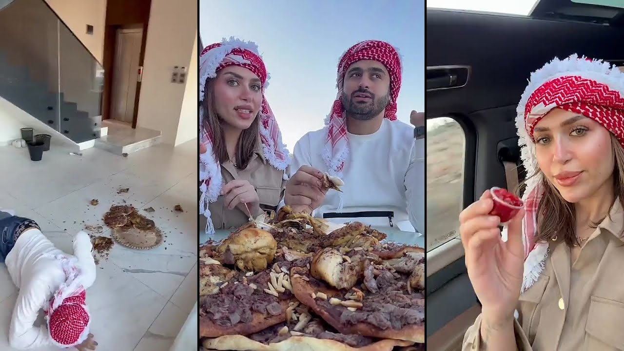 دكتوره خلود وامين في الاردن مشتهية الغدا مسخن !! وامين طاح مع المسخن