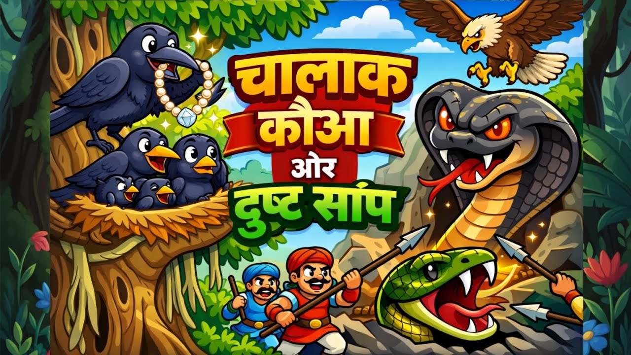जब कौए ने दिमाग से सांप को हराया..🐦‍⬛🐍 | सूझबूझ की अद्भुत कहानी | #viralvideo #hindistories #like 