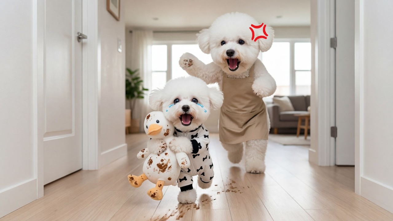 Baby Puppy Hugged Its Dirty Pillow Won't Let Go 🥺🧸, Mom Dog Used This Ingenious Trick To Wash It