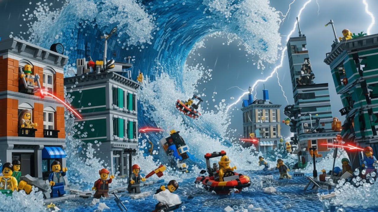 LEGO City Annihilated: The Terrifying Tsunami Surge Caught on Camera #lego #legostopmotion