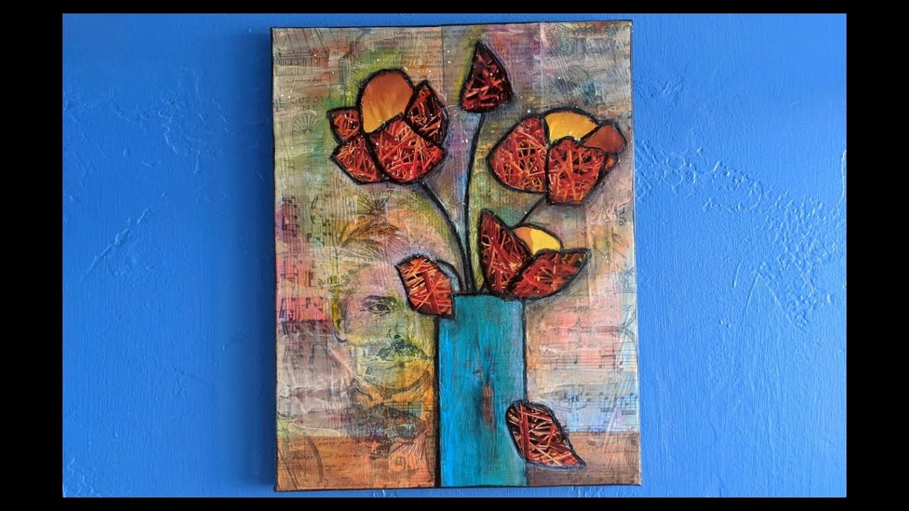 Mixed Media Collage    Abstract Flowers