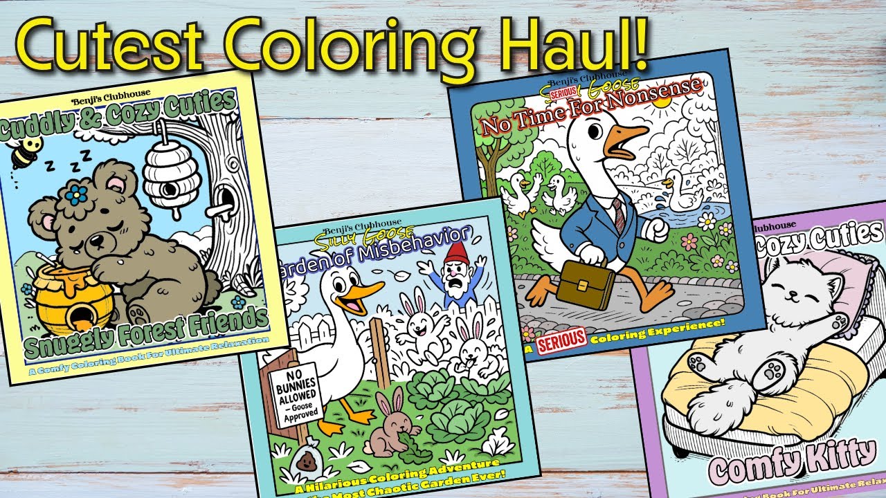 The CUTEST Coloring Book Haul Ever!! (Silly Geese and Cute Cats)