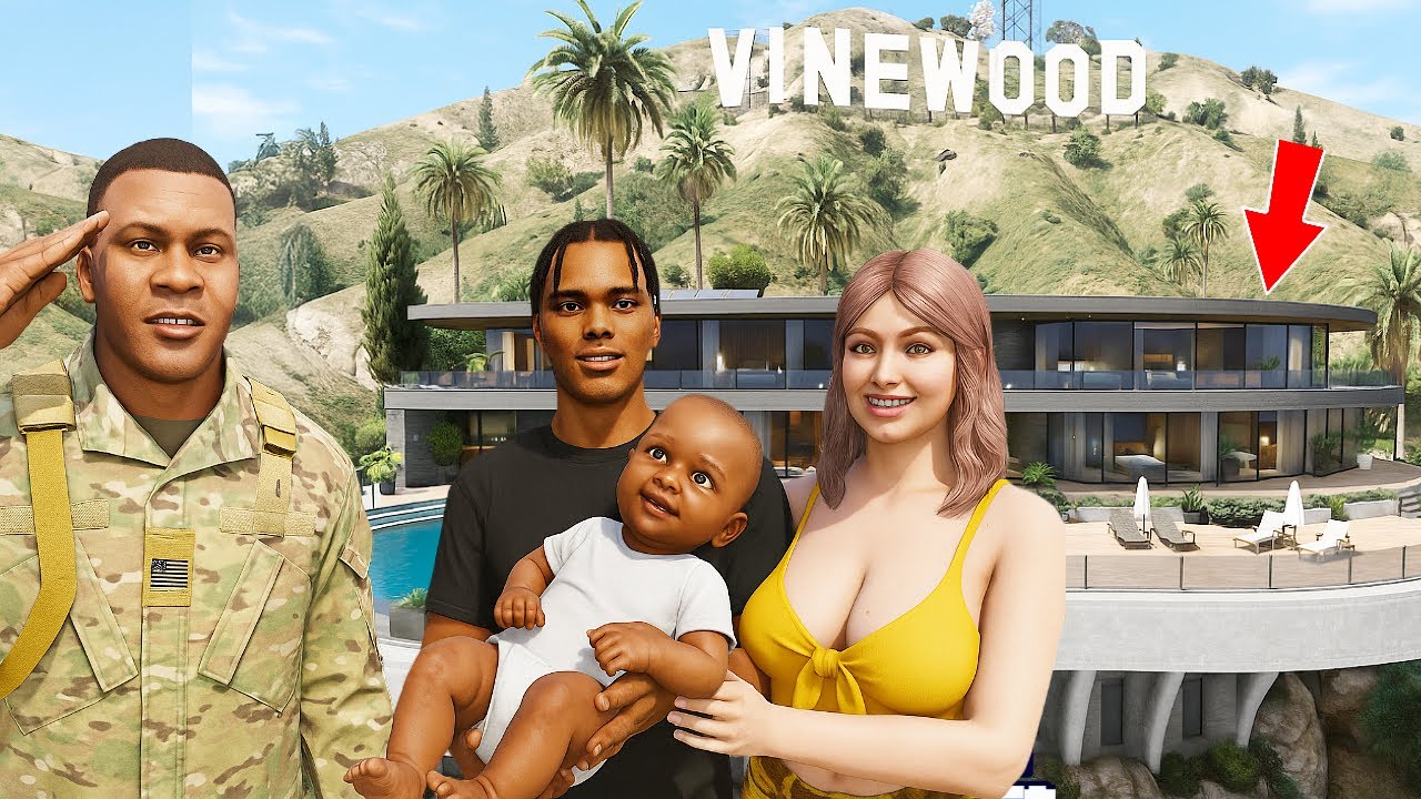 🏠🎁👦🏿Franklin's Teen Son's New Family Mansion🔥-GTA 5 Teen Dad Real Life Mod Season 1 Episode 2