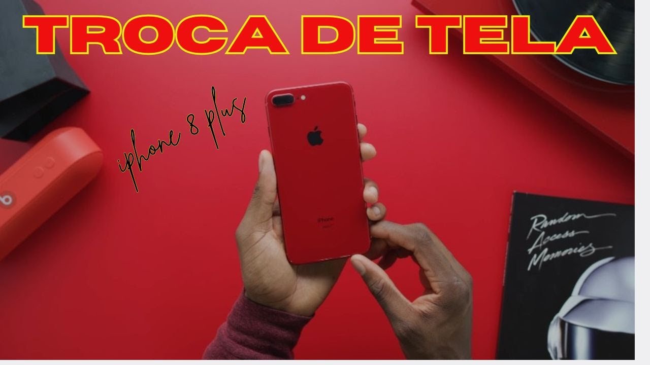 Troca de tela iPhone 8 Plus vermelho, edição rara.