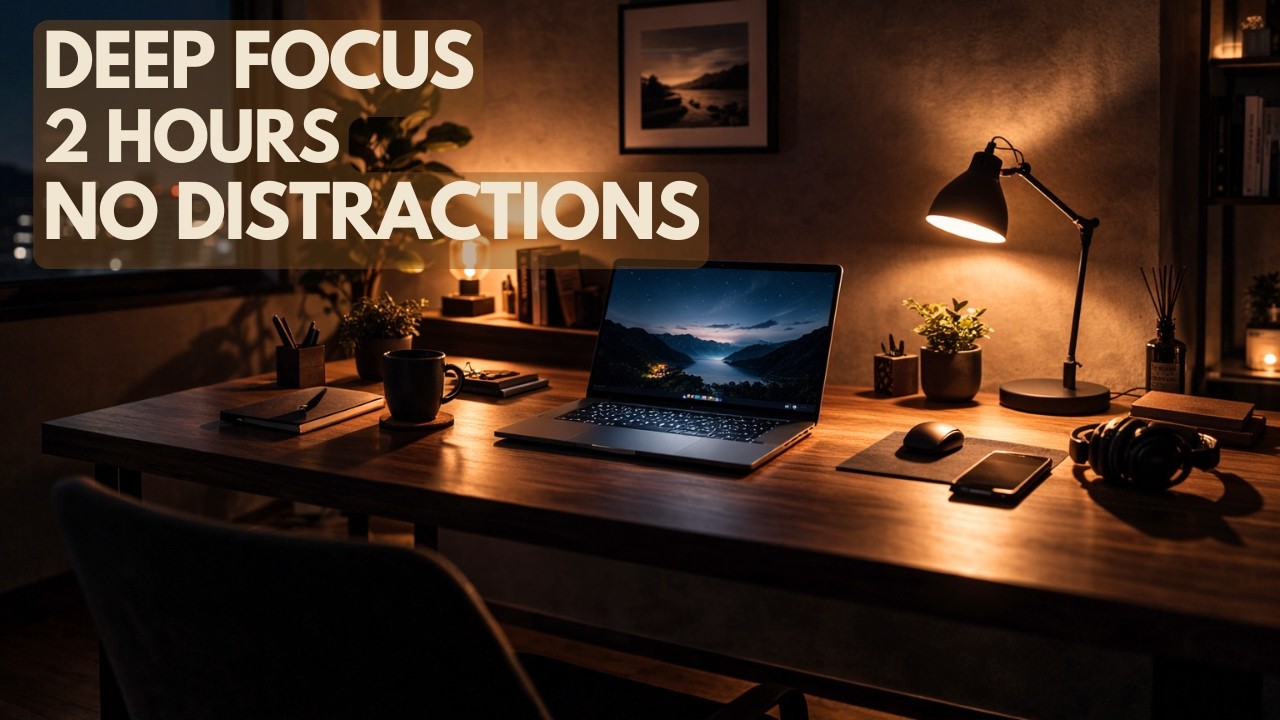 Deep Focus Music – 2 Hours Steady Beat for Studying & Productivity | No Distractions