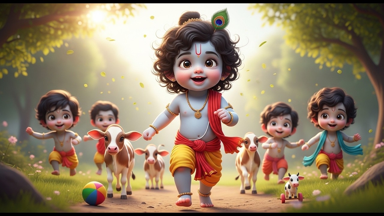 Little Krishna Lullaby | Shree Krishna Govind Hare Murari | Cute Krishna Song | Peaceful Sleep Song