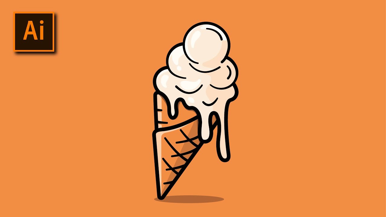 How To Create an Ice Cream in Illustrator | Ice Cream Vector Art For Beginners | Adobe Illustrator