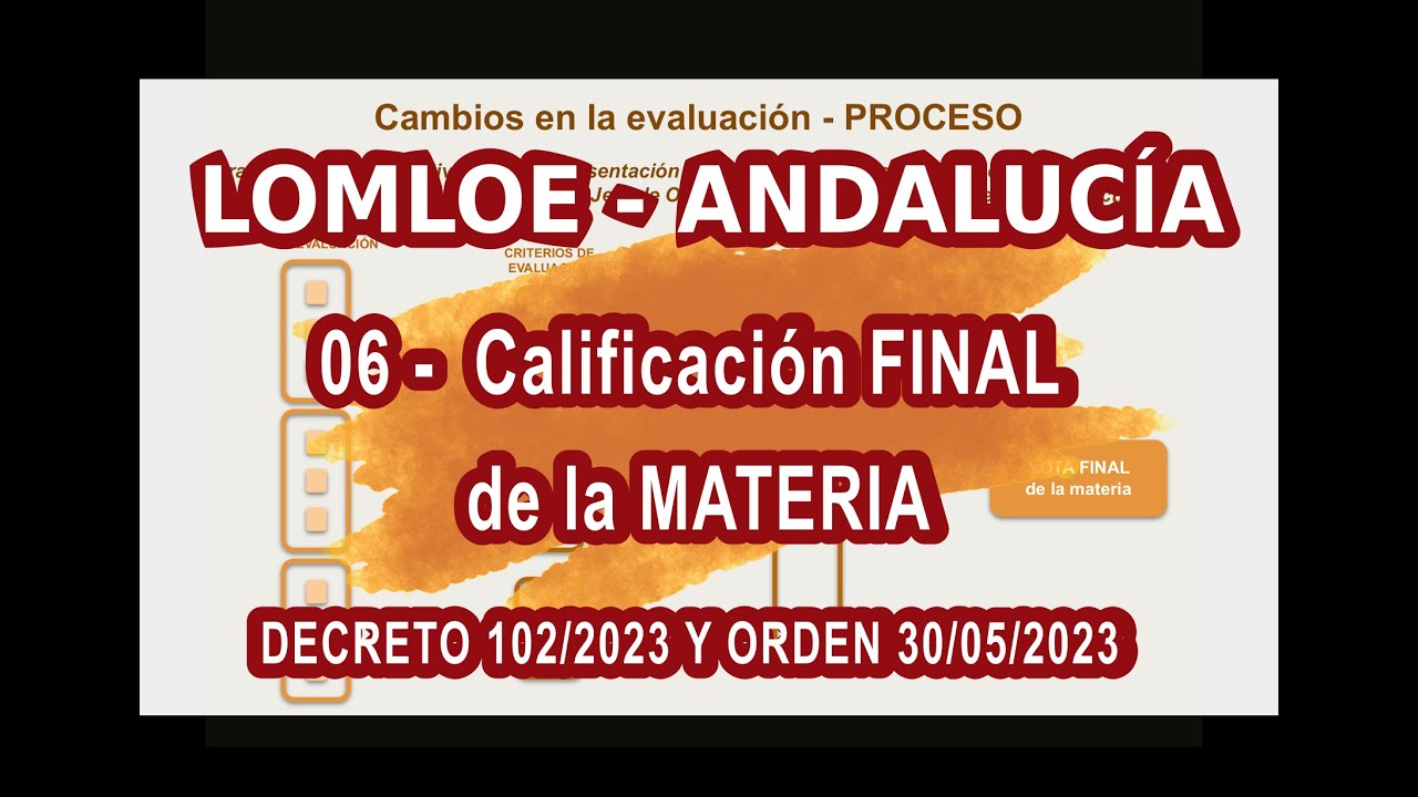 06 CALIFICACIÓN FINAL DE LA MATERIA - CALIFICACIÓN LOMLOE Andalucía - ORDEN 30 MAYO 2023