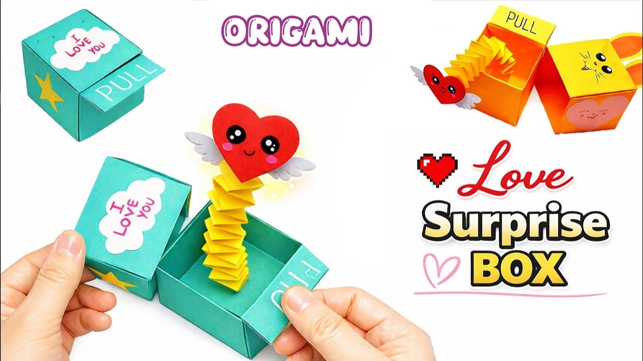 DIY Origami Love SURPRISE BOX 🎁✨| Valentine’s Day Pop-Up Gift Idea❤️|Origami Craft World 